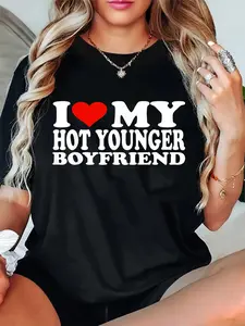 100% Cotton Unisex I Love My Hot Younger Boyfriend I Heart My Hot Younger BF T-Shirt