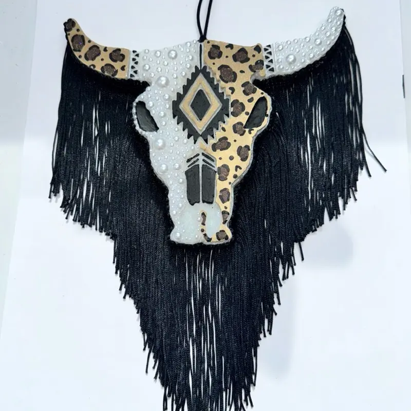 Extra Large OG Aztec Bull Cheetah & Pearls Custom Scented Car Freshener Freshie Extra Large 6" x 6" freshies