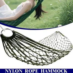 Portable Nylon Rope Hammock – Thickened Indoor/Outdoor Mesh Swing Chair for Garden, Camping, and Relaxation