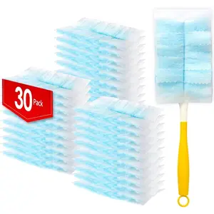 30 Count Electrostatic Duster Refills Compatible with ,Multi-Surface Dusting Refills,Microfibre Duster for Cleaning with 1 count Short Handle,Unscented
