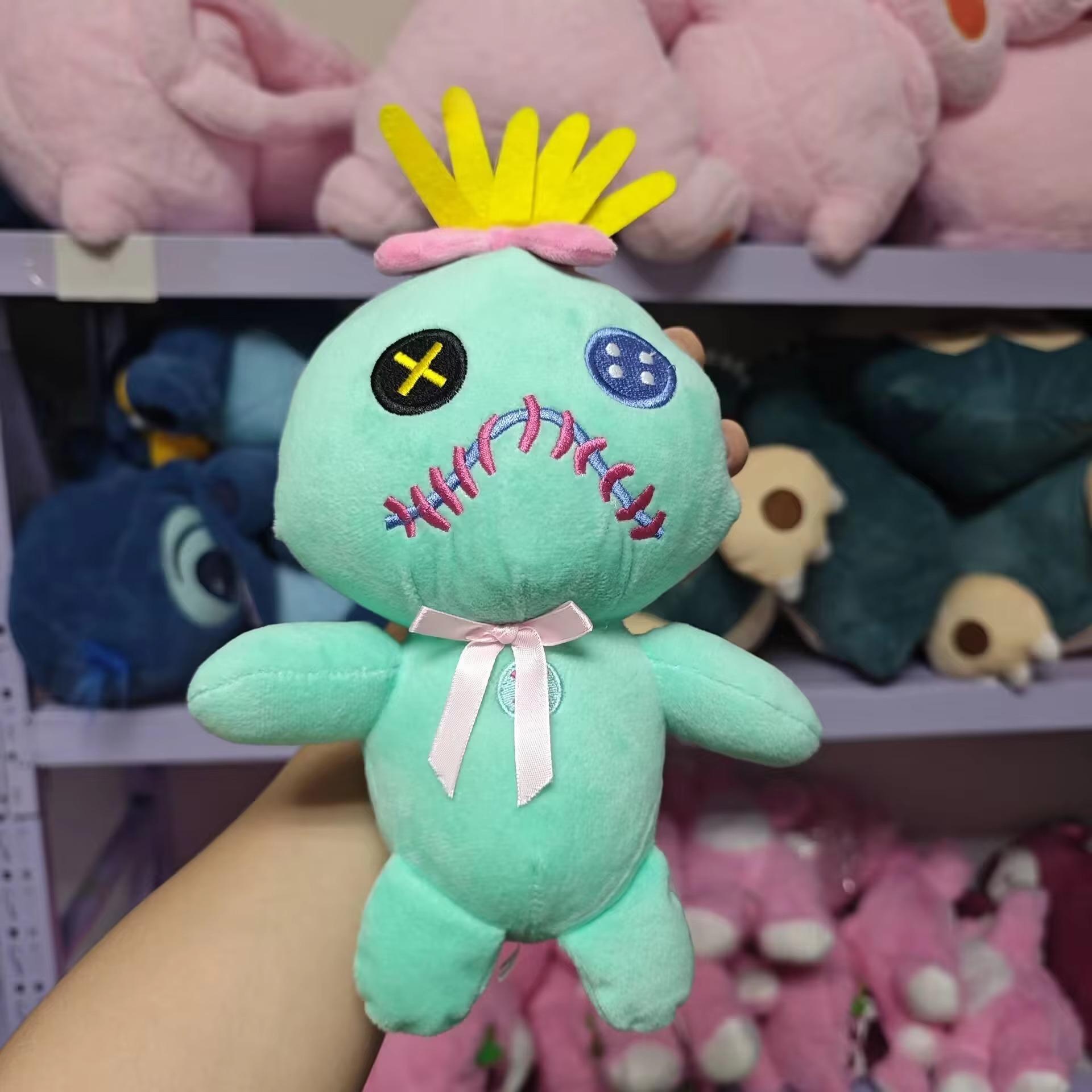 Scrump Plush Toys Pendant Cartoon Lilo and Stitch Plush Toys Soft Stuffed Kawaii Green Doll Xmas Gift For Boys