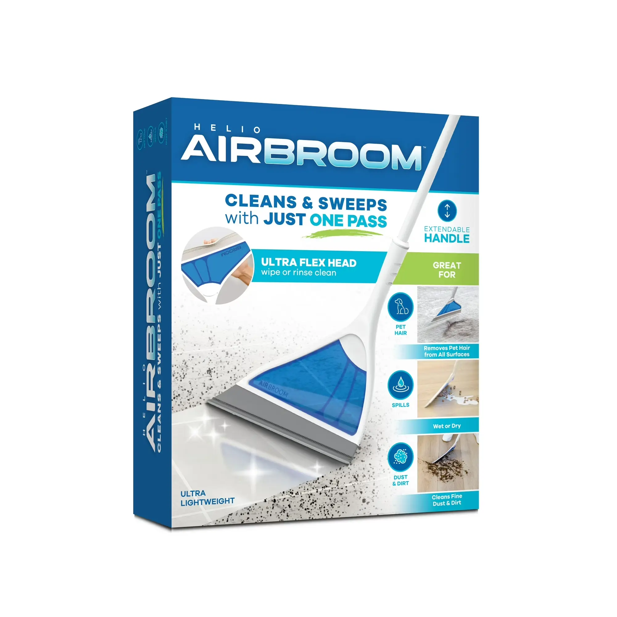 Helio Air Broom, All Surface Lightweight Silicone Broom, Squeegee, Pet Hair Remover, Indoor Cleaning...