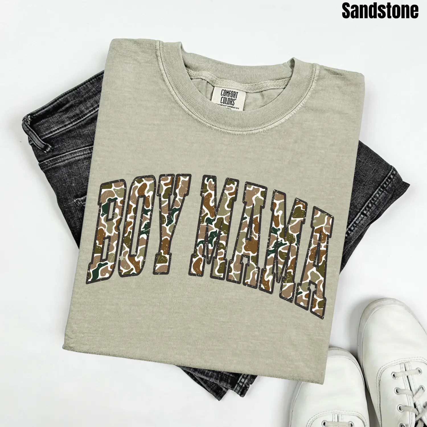 Varsity Camo Boy Mama Comfort Colors T-Shirt 'NLB'
