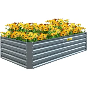 VEVOR Galvanized Raised Garden Bed, TikTokShopBlackFriday, Metal Planter Box, Gray Steel Plant Raised Garden Bed Kit, Planter Boxes Outdoor for Growing Vegetables,Flowers,Fruits,Herbs,and Succulents