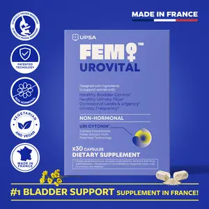 UPSA FEM UROVITAL Non-Hormonal Bladder Support Dietary Supplement – Clinically Studied Ingredients for Control, Leaks, Urinary Frequency; Health-Focused Vitamin Edible for Bladder Wellness