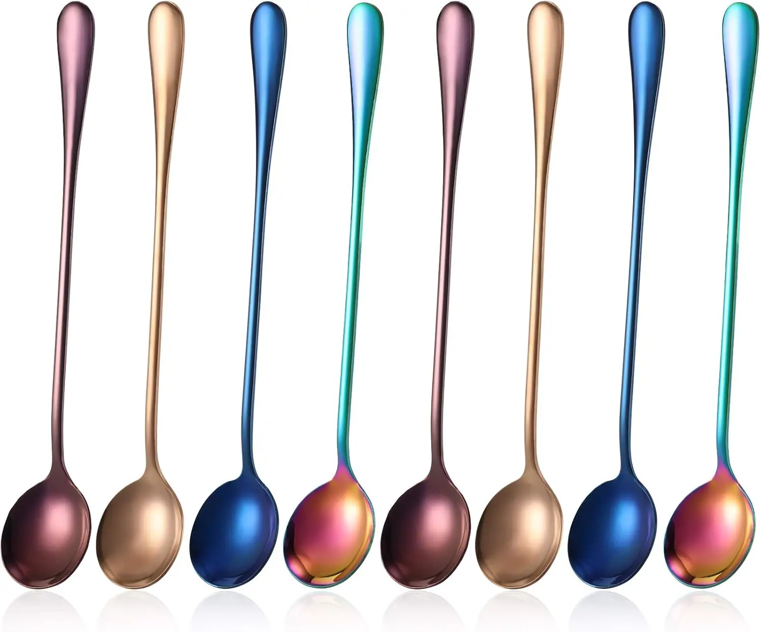 8 Pieces Long Handle Tea Spoon Stainless Steel Coffee Mixing Spoons Teaspoon