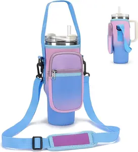 Water Bottle Carrier Bag for Stanley 40/30oz Tumbler – Neoprene Holder with Phone Pocket, Adjustable Shoulder & Hand Strap Mug  Drinkware crystal coffee cup ai ad flask purse