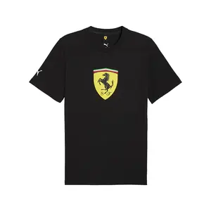 PUMA Mens Scuderia Ferrari Sportswear Colored Shield Graphic Crew Neck Short Sleeve Casual Tops Casual - Black