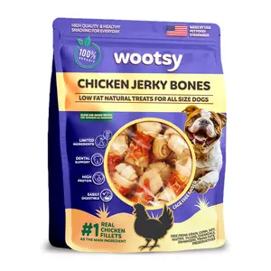 Wootsy Chicken Wrapped Knotted Rawhide Bones Dog Treats - Dog Dental Health Support, Long-Lasting, Grain Free Canine Treats - Low-Calorie & High-Protein Real Chicken Dog Chews for Small, Medium, Large Dogs, 24 oz natural  dog