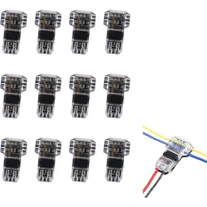 T Tap Wire Connectors for 14-18 AWG, Self-Stripping Wire Connectors 3 Way 2 Pins, Quick Wire Splice Connectors, Solderless Low  and High  Wire Connectors 12 Pack
