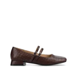 GREDAH MARY JANE FLATS IN VEGAN LEATHER - Brown Croco