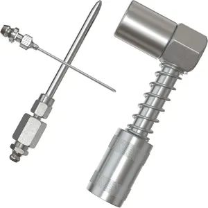 3 Pcs Grease Gun Accessory Set,Including 90 Degree Coupler,Needle Nozzle,Grease Injection Needle with Cap,Ideal for Hard to Reach Grease Zerk Fittings,Christmas Party Gifts,Hand Tools Kits