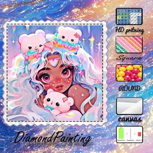 DIY 5D Flock Cloth Diamond Painting Craft Kit, AB Diamonds, Fairy Dust Diamonds, Crystal Diamonds, Cute, Toy, Rainbow Diamond Embroidery, Special Craftsmanship Diamond Art Kit, Wall Decoration, Gift for Family, Lover, and Friends