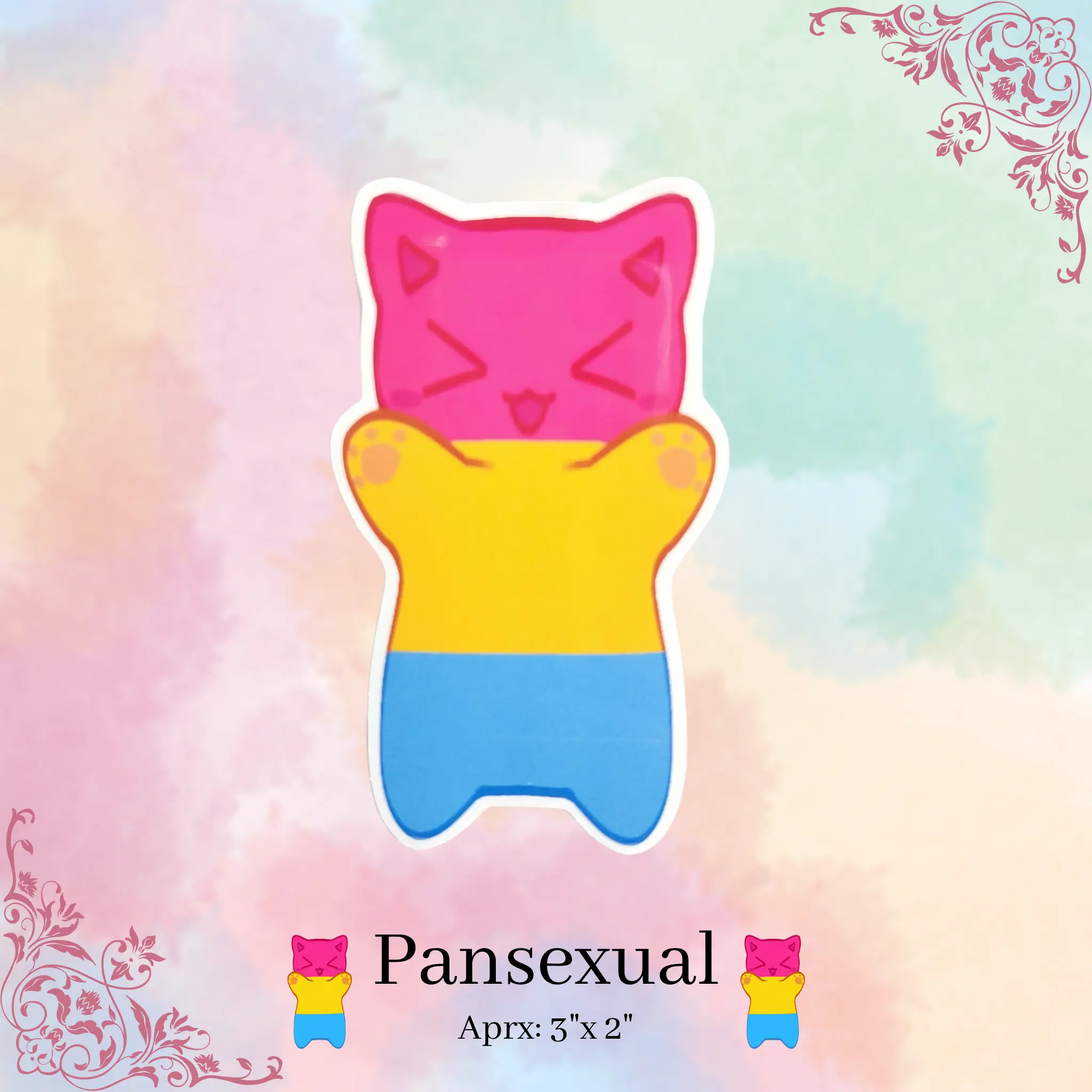 Pansexual Flag Kitty/Cat Sticker LGBTQ+ PRIDE