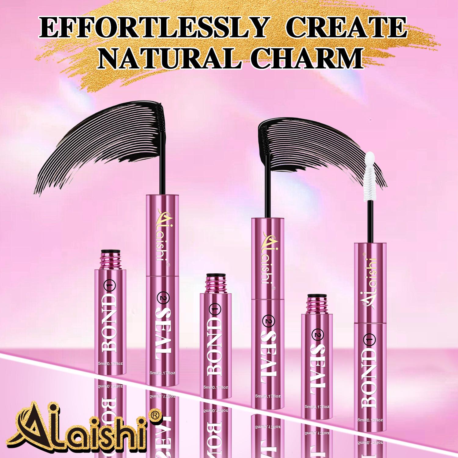 Ailaishi 2in1 Lash Bond & Seal Waterproof Glue Long Lasting Strong Hold for Cluster Lashes Easy Use for Beginners, Makeup Glue & Remover