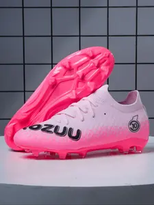 Unisex's Ombre Pink High Top Football Shoes, Football Boots, Breathable Comfortable Football Cleats, Football Training Shoes for All Seasons, Soccer Cleats