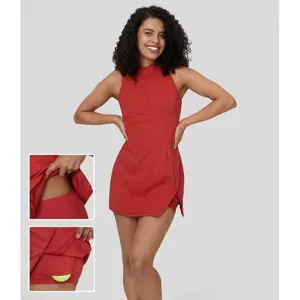 Halara Zipper Racerback Split Side Pocket 2-Piece Mini Tennis Active Dress