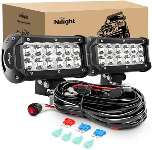 Nilight LED Light Bar 2PCS 6.5 Inch 36W Spot Led Pods Led Off Road Driving Light with 16AWG Wiring Harness Kit-2 Leads road light road light triple row nilight truck light pod  dealsforyoudays