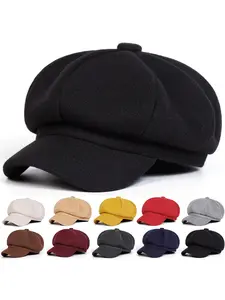 Unisex Plain Woven Beret, Adjustable Stylish Hat, Casual Fitted Design for All Seasons, Outdoor Sun Protection & Travel Accessory for Men Women