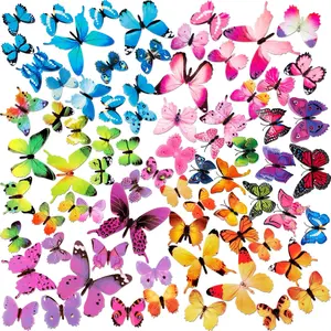 120PCS 3D Colorful Butterfly Wall Stickers, Butterfly Wall Decals, Removable Butterflies DIY Art Decor Crafts for Party Offices Bedroom Room Sticker Set