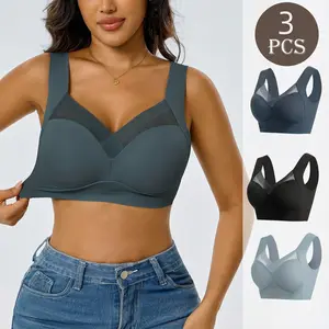 FZ 1/3PCS Wireless Pus-Up Bralette-Seamless V,T-Shirt Style,Ultra-Soft,Wire-Free,Adjustable Straps,Breathable Comfort,Everyday,Home,Travel,Gym,Sleep,Layering Nylon Vneck Lingerie Fit Elegant Chic Womenswear Basic Fitness