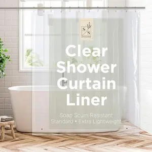 Stitch & Stone Shower Curtain Liner for Bathroom, Clear PEVA 70" x 72" with Weighted Magnets, Waterproof & Durable