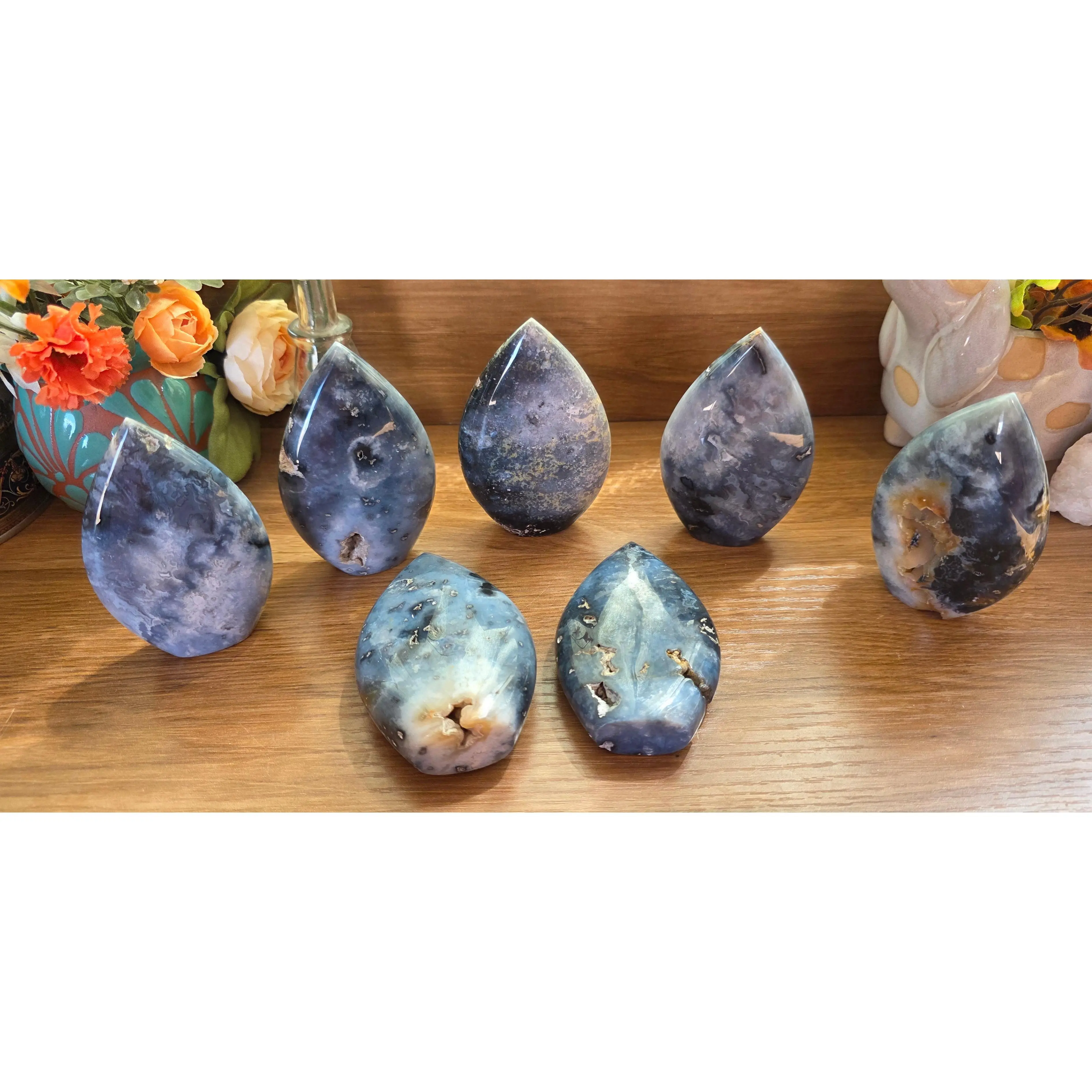 Dark Blue Plume Agate Flame