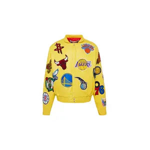 NBA COLLAGE VEGAN LEATHER JACKET Yellow "COLLAGE YELLOW" NBA-201-YEL