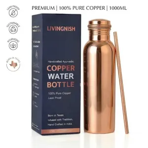 100% Pure Ayurvedic Copper Water Bottle - Classic Glossy Finish