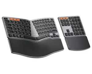 ProtoArc Wireless Ergonomic Keyboard, EK04 2.4GHz USB Wireless Ergo Keyboard with Separate Numeric Keypad, Split Design, Hard Wrist Rest, Rechargeable, for Windows PC/Laptop/Desktop