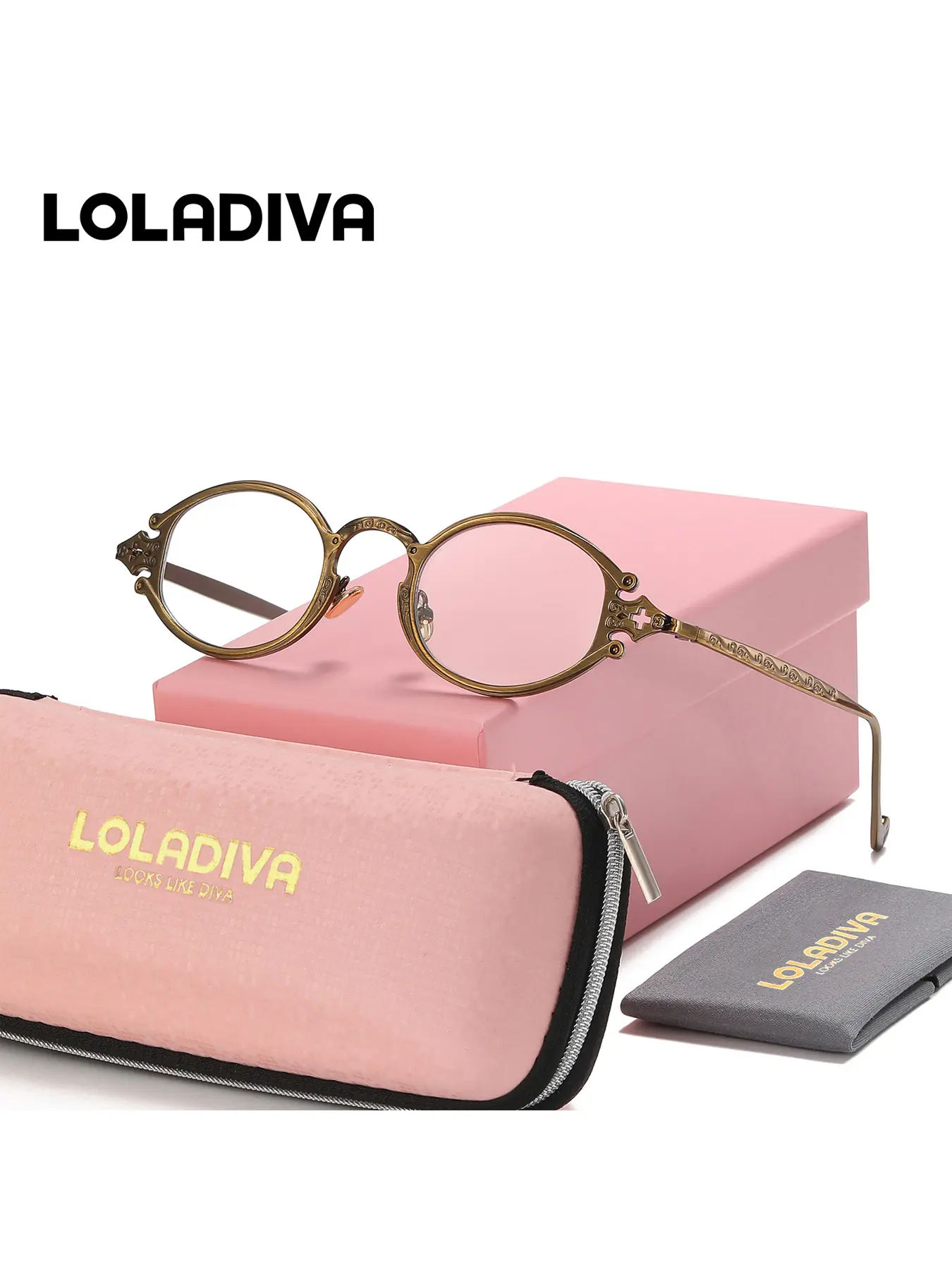 LolaDiva 1 Piece Unisex Casual Style Full Frame Plaon Glasses Classical Design Sense Oval Frame Plaon Glasses