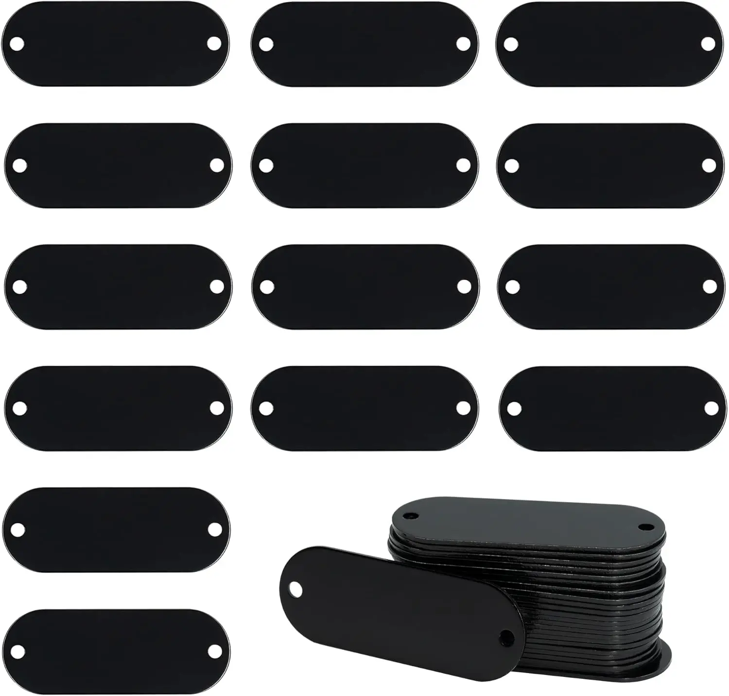 Aluminum Engraving Blanks Tags Stamping Blanks Tags with 2 Holes 25 Pack (Black)