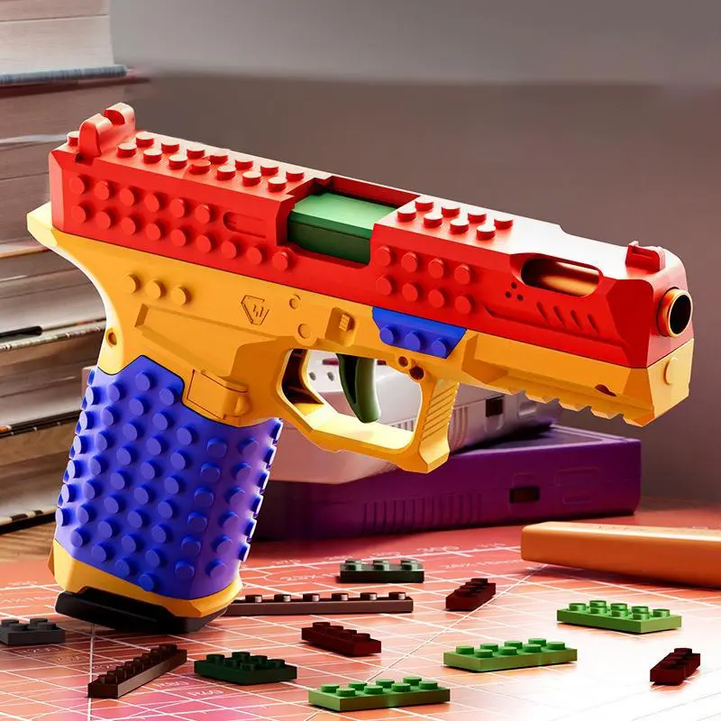 DIY Building Block Blaster Gun Toy - Soft Bullet Shooting, STEM Learning, Model Display, Teen Boy Gift, Kids Birthday Gift for 6+ Years, Parties