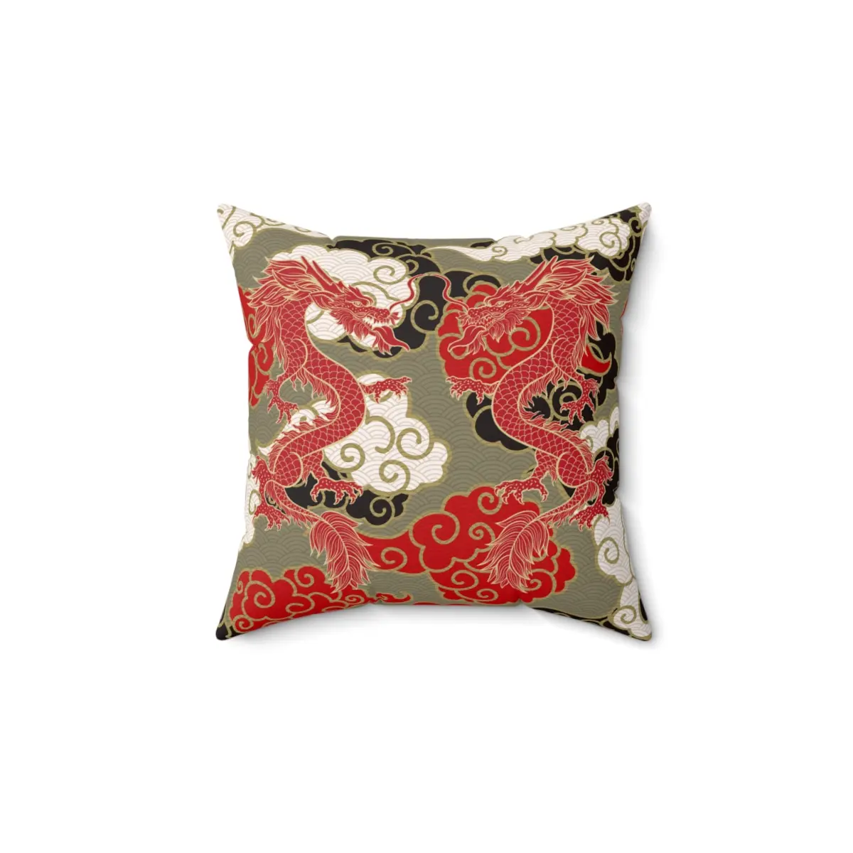 Japanese Dragon Spun Polyester Square Pillow