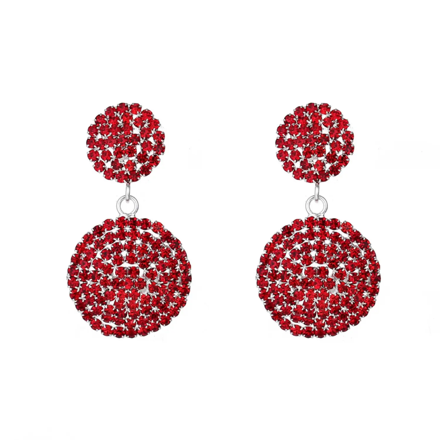 Women's Retro Elegant Double Round Disco Ball Crystal Pave Dangle Statement Earrings - Black 645, Female All-Season Sports & Outdoor Accessories (Clearance), Dangle Earrings, Black 645 (Clearance), Drop Dangle Statement Earrings