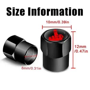 4Pcs Tire Valve Stem Caps Middle Finger Explosion Valve Cover Aluminum Alloy Compatible with Car Truck SUV Funny Car Accessories Premium Material Stylish Design Personalization Wide Application Easy Installation