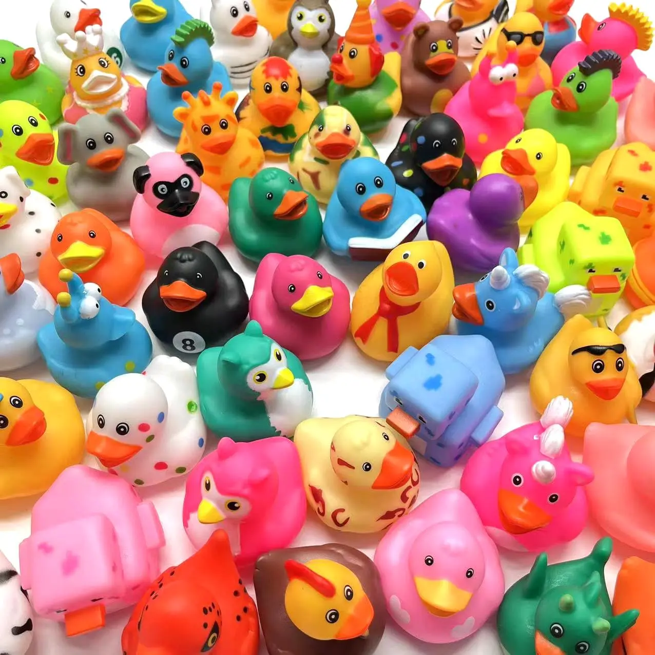 20 Pack Assorted Mini Rubber Ducks - Silent Floats, Bulk Toddler+ Bath Toys, Sport & Vehicle Ducking Supplies, Kids Party Favors for Cruise Ships & Jeeps, Vehicles, 20 Random