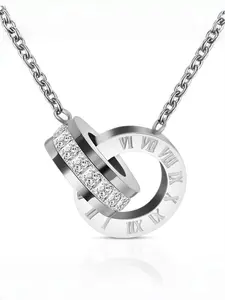 Interlocking Circles Infinity Style Roman Numbers Wedding Statement Collar Necklace 18k Gold Plated Stainless Steel | Lightweight, Meaningful Everyday Jewelry Elegant Necklace