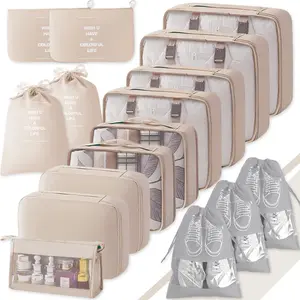 16pcs Travel Organizer Bag Set, Travel Bundle, Packing Cubes with Washbag, Clothing & Underwear Bags, Drawstring & Toiletry Bags, Ideal for Backpacks & Suitcases, Travel Organization Pouch, Travel Essentials Carryall