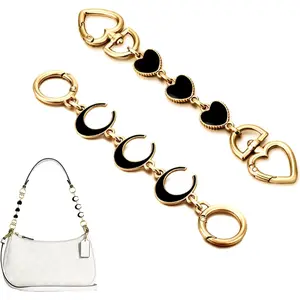 2 count Purse Extender Chain Heart Moon Bag Extender Chain Extenders for Handbag  Chain Purse Strap Replacement Purse Accessories Bag Charms for Handbags Purse Making Supplies (Black/)