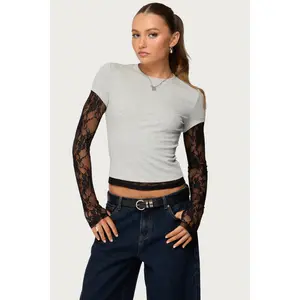 Layered Lace Sleeve Top