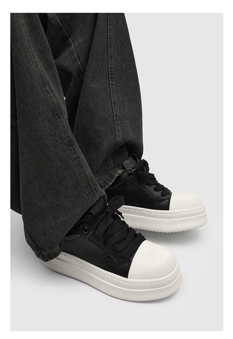Cheat Code Height Boost: Black & White Platform Sneakers