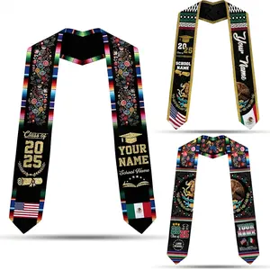 Personalized Mexican Graduation Stole, Customize Mexico Graduation Sash 2025, Class of 2025 Mexican Graduation Sash