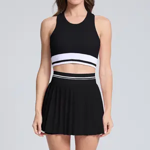 Women's Breathable High-Waisted 2 Piece Athletic Skirt Set - Slimming, Anti-Exposure Design for Badminton, Yoga - Ideal for Fitness, Loungewear, 2 Piece Sets