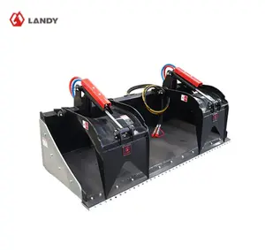 Landy Attachments Skid Steer 78" Industrial Grapple Bucket Attachment with Two-Cylinder