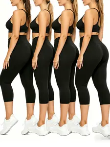 4pcs Set - Women's Yoga Pocket Sports Pants - Tight-fitting Ankle-length Pants - Soft And Comfortable - Suitable for Indoor Yoga, Pilates, Outdoor Leisure, Long-distance Running, Etc. - Women's All-season Sports Pants summerwins