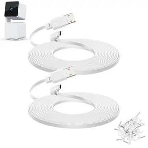 2-Pack 30 ft Extension  for  Cam Pan V3 Outdoor Camera,  USB 90  Power Adapter, Flat Cord, White