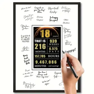 1pc frameless 18th birthday decorations, suitable for men or women, signature board guestbook, prank gift, fun 18th birthday gift, signature poster for 18th birthday, anniversary, party decorations
