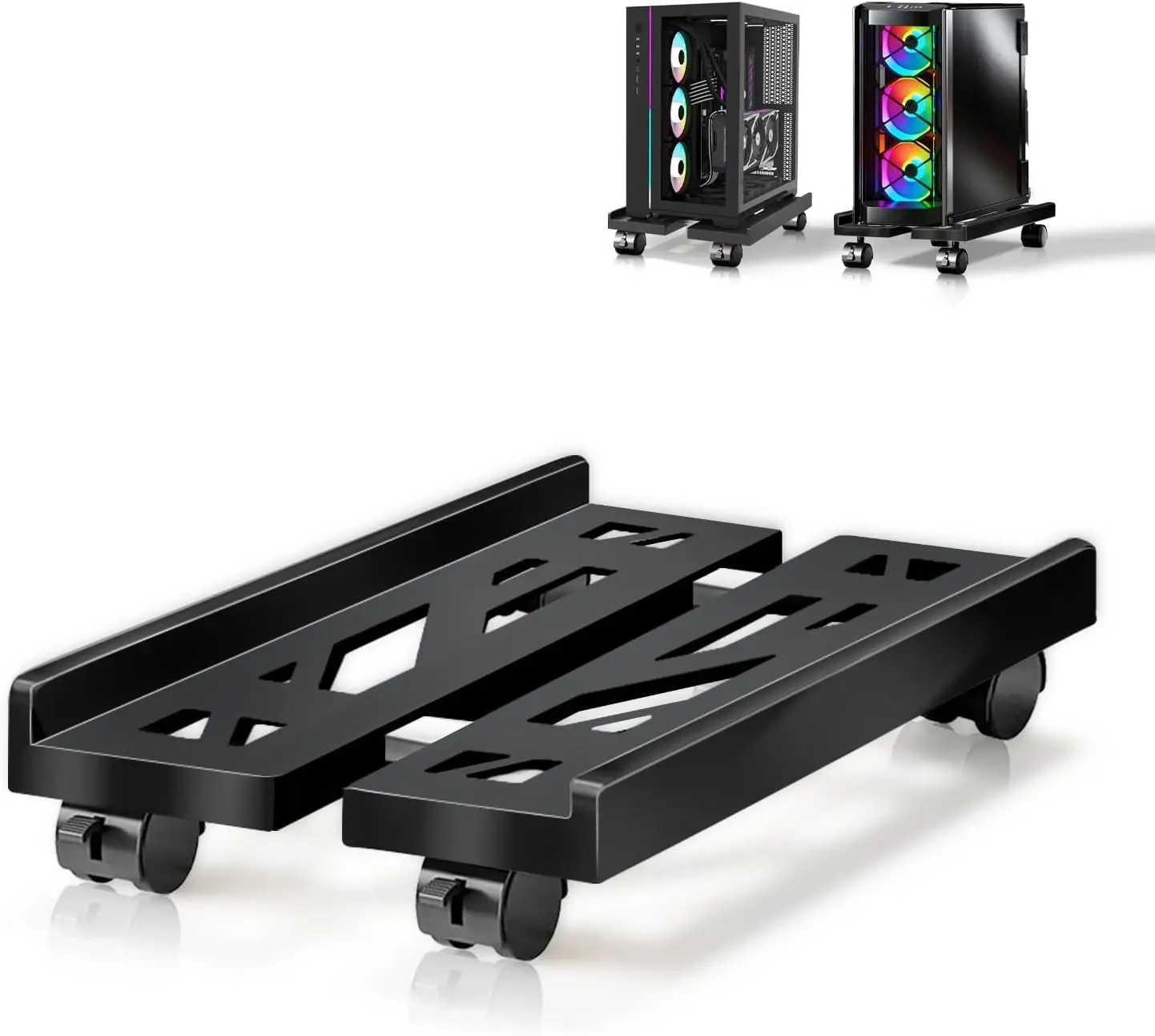 Mobile PC Computer Tower Holder, 1 Count Adjustable Mobile Computer CPC Holder, Telescopic Desktop Stand with Locking Caster Wheels PC Stand