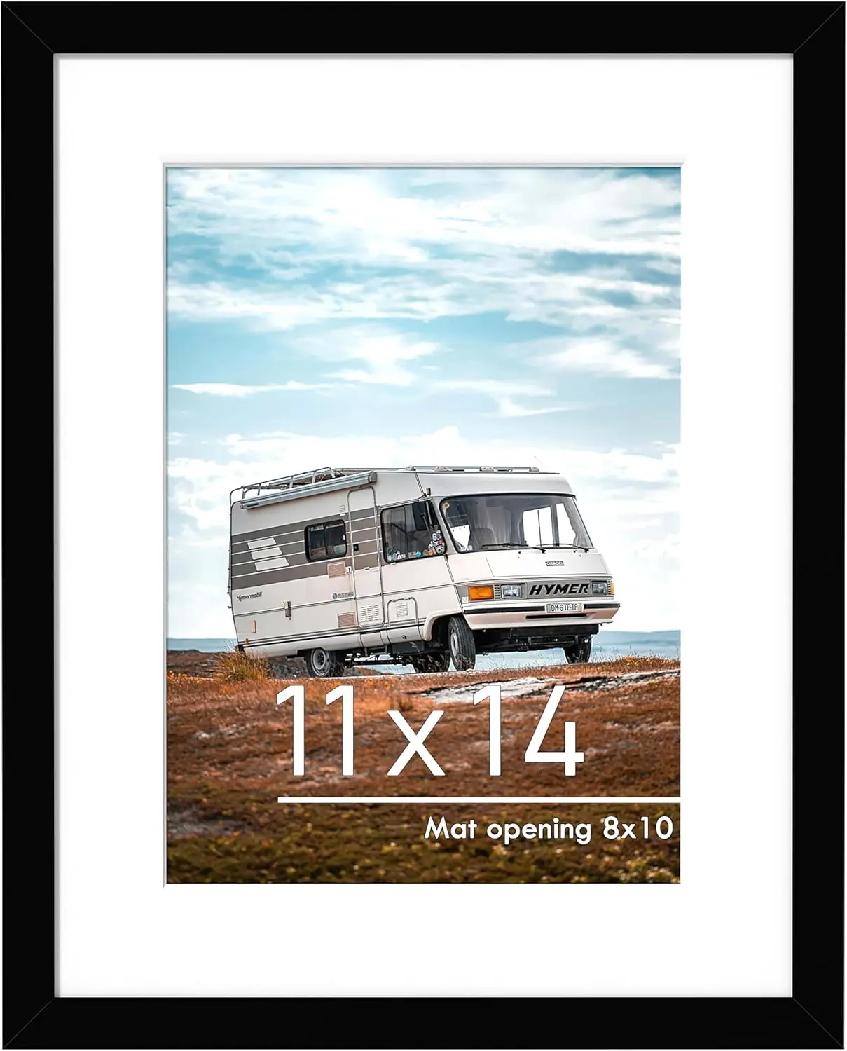 11x14 Picture Frame, Display Pictures 8 x 10 with Mat or 11 x 14 Without Mat for Wall Mounting Display, Photo Frames, Black
